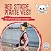 Liontouch Pirate Vest Captain Red Stripe Age 38 Years One Size Fits All Pretend Play For Toddler Boys with Skull Motive Dress Up Fancy Dresses Costumes For Kids Sailing the Caribbeans - Image 4