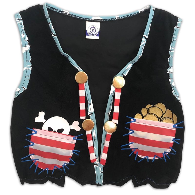 Liontouch Pirate Vest Captain Red Stripe Age 38 Years One Size Fits All Pretend Play For Toddler Boys with Skull Motive Dress Up Fancy Dresses Costumes For Kids Sailing the Caribbeans - Image 3