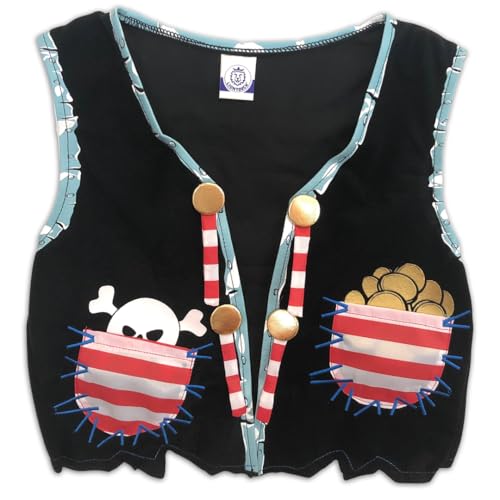 Liontouch Pirate Vest Captain Red Stripe Age 38 Years One Size Fits All Pretend Play For Toddler Boys with Skull Motive Dress Up Fancy Dresses Costumes For Kids Sailing the Caribbeans - Image 1