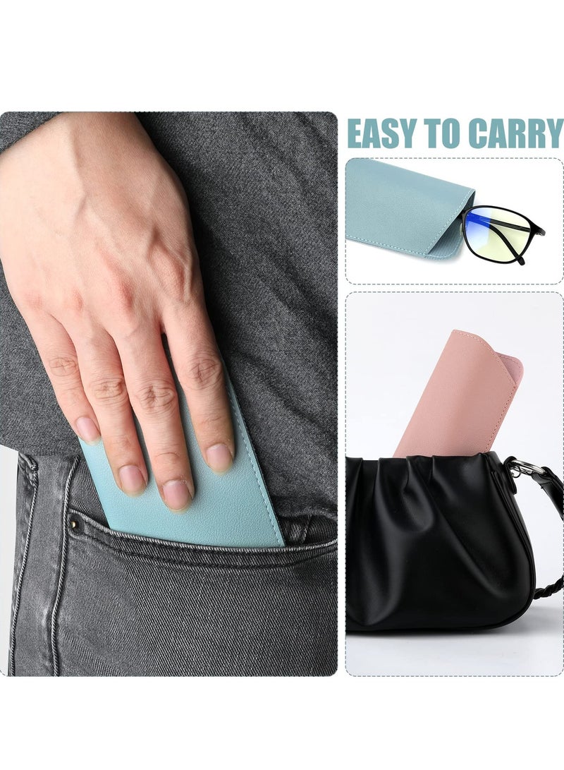 SOLARAE Soft Glasses Cases, 6pcs Leather Eyeglasses Case,7x3 Inch Portable Glasses Case Soft Pouch Leather Sunglasses Pouch for Women Men Kids Adults (6 Colors) - Image 3