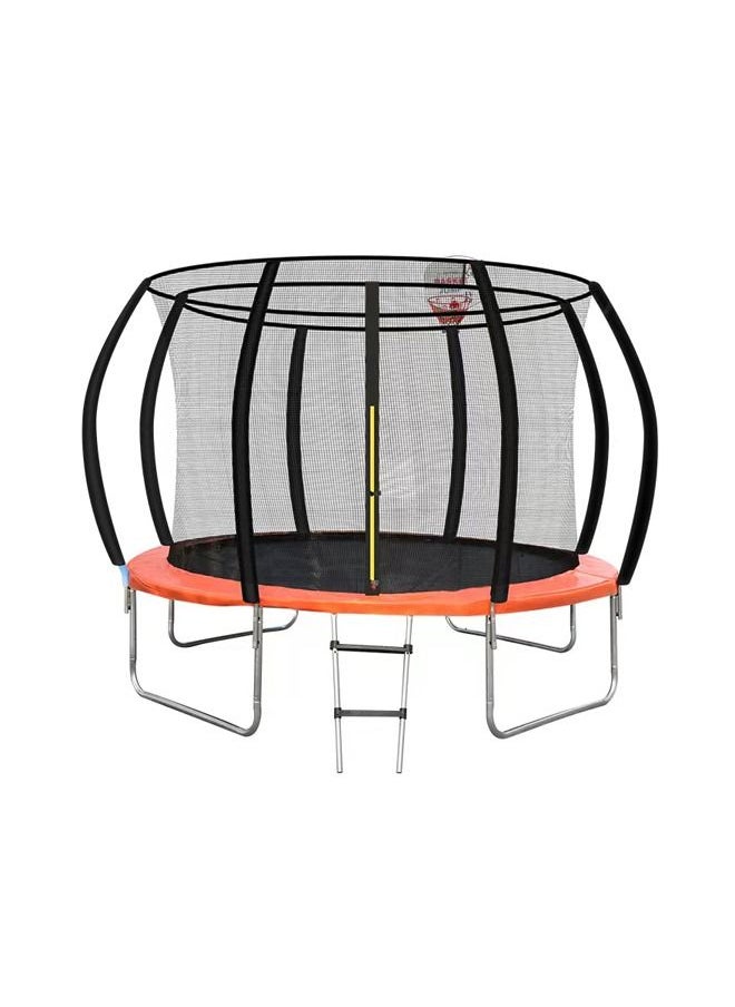 JSAITOYS 10FT Big Round Kids Sport Play Trampoline with Basketball Hoop  - Image 1