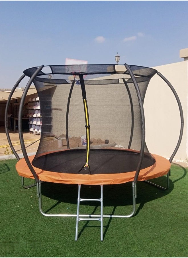 JSAITOYS 10FT Big Round Kids Sport Play Trampoline with Basketball Hoop  - Image 3
