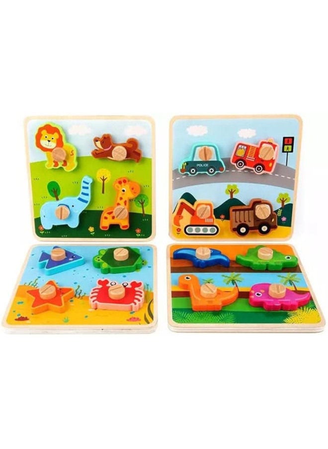 Cordova Children Early Educational Wooden Toy Screw Nut Assembly 3D Dinosaur Animal Puzzle Matching Puzzle Hand Grab Board  - Image 1