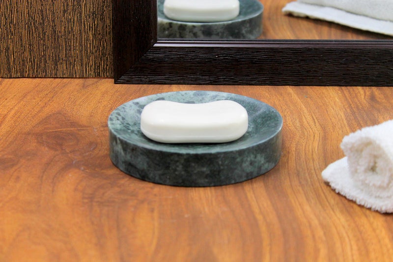 KLEO Natural Stone Soap Dish Soap Holder Bath Accessories for Bathroom, Tub or Wash Basin Accessories (Green) - Image 4
