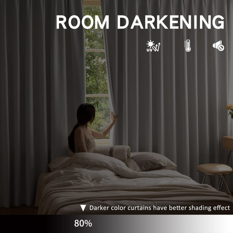 OYRING Room Darkening Pinch Pleat Curtain with Tieback for Small Window  Thermal Insulated Patio Door Panel Pleated Drape for Traverse Rod and Track  52"" W x 63"" L  Greyish White  1 Panel - Image 3