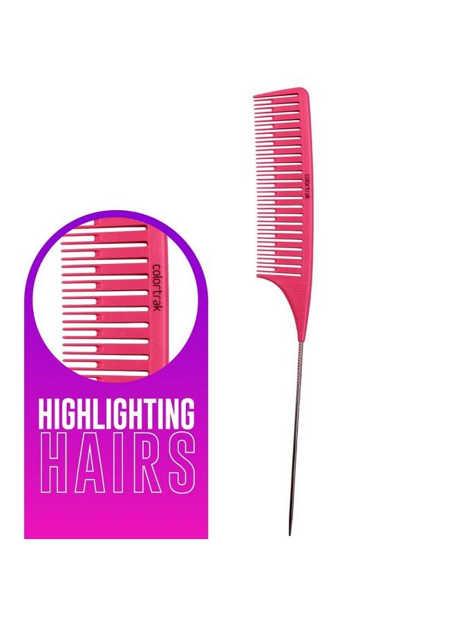 Colortrak Fasttrak Highlighting Carbon Fiber Combs (3 Pack) Each Comb With Different Width Teeth Durable Heatproof Comb Antistatic To Prevent Frizz Bleach Safe Stainless Steel Pintail - Image 5