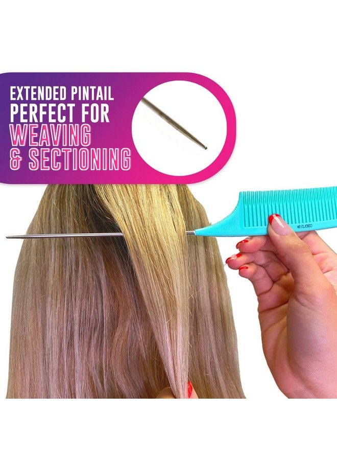 Colortrak Fasttrak Highlighting Carbon Fiber Combs (3 Pack) Each Comb With Different Width Teeth Durable Heatproof Comb Antistatic To Prevent Frizz Bleach Safe Stainless Steel Pintail - Image 4