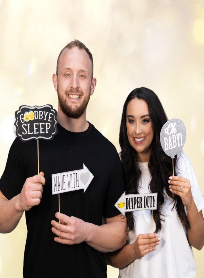 Outside The Booth Baby Shower Photo Booth Props - 41-pc Photo Booth Kit with 8 x 10-Inch Sign, 60 Adhesive Pads, 45 Sticks - Baby Shower Decorations - Unisex Gender Neutral - Image 4