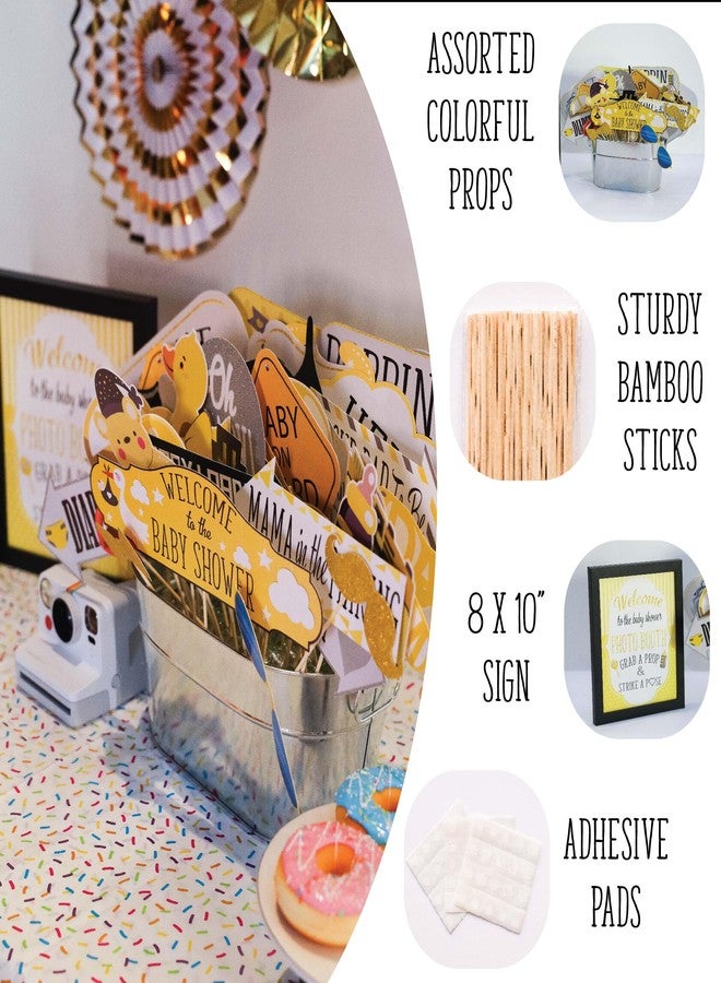 Outside The Booth Baby Shower Photo Booth Props - 41-pc Photo Booth Kit with 8 x 10-Inch Sign, 60 Adhesive Pads, 45 Sticks - Baby Shower Decorations - Unisex Gender Neutral - Image 2