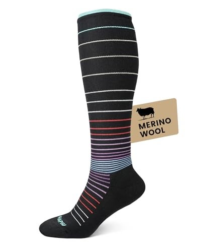 HAPIU Merino Wool Easy On Compression Socks for Women & Men, 15-20 mmHg, Plus Size Knee High Stocking for Nurses, Pregnancy, Travel, Flight, Medias de Compresión Mujer - Image 1
