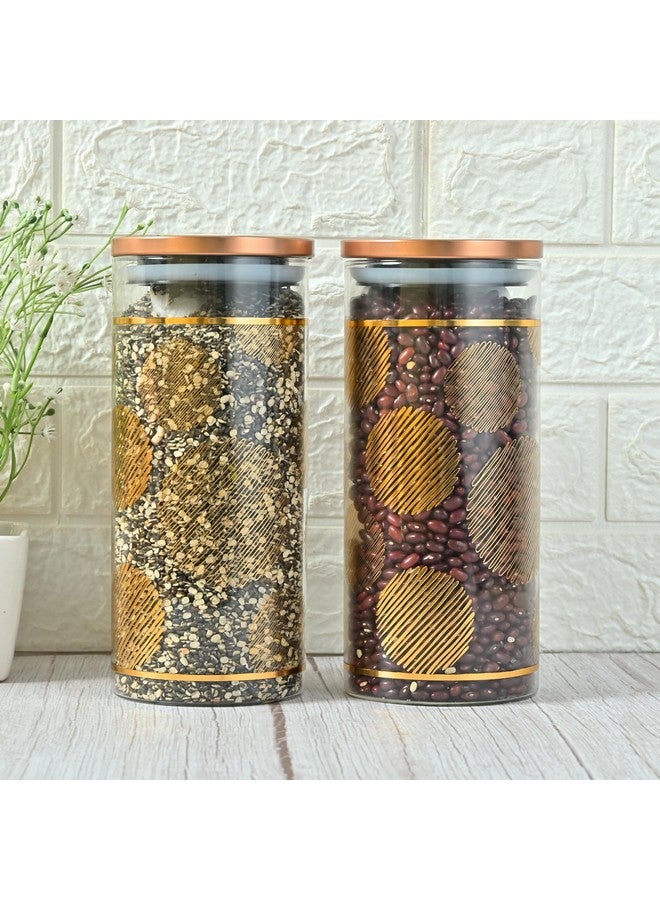 Femora Femora Borosilicate Round Glass Jars for Kitchen| Kitchen Storage Jars| Stainless Steel Airtight Lids | 1 Year Warranty|Jars for Snacks, Fry Food, Masala, Spice, Pickles, Cookies| 1500ml | Set of 2 - Image 1