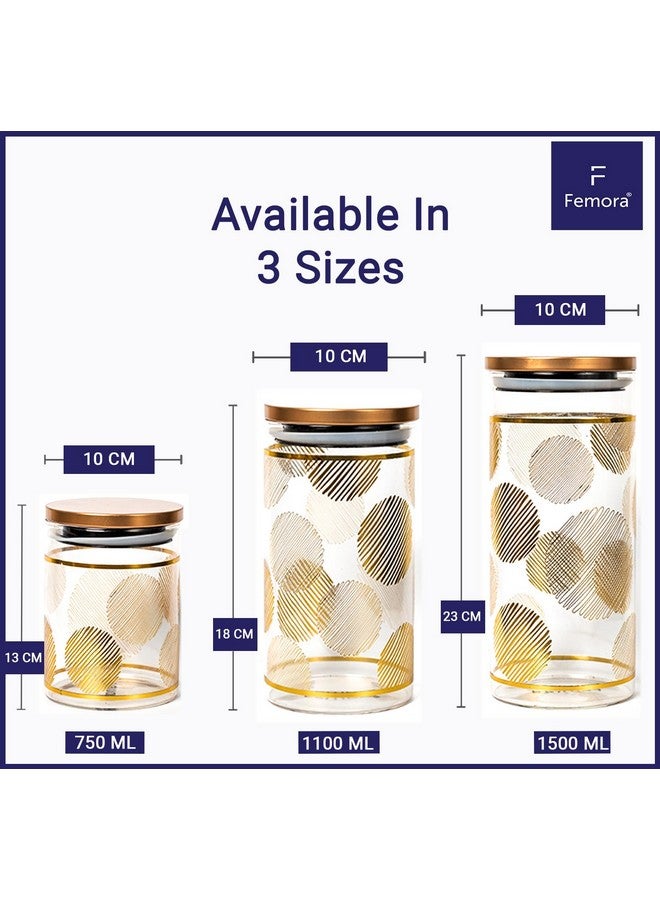 Femora Femora Borosilicate Round Glass Jars for Kitchen| Kitchen Storage Jars| Stainless Steel Airtight Lids | 1 Year Warranty|Jars for Snacks, Fry Food, Masala, Spice, Pickles, Cookies| 1500ml | Set of 2 - Image 3