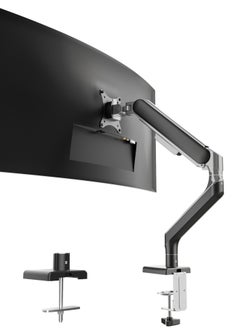 ETHU ETHU Single Monitor Arm for 17-49" Screens heavy duty UP to 16KGs/35lbs Single Monitor Stand Fully Adjustable C-Clamp & Grommet 2-Way Assembling VESA Mount 75mm 100mm Silver-Black  - Image 1
