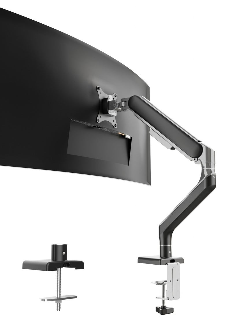 ETHU - ETHU Single Monitor Arm for 17-49" Screens heavy duty UP to 16KGs/35lbs Single Monitor Stand Fully Adjustable C-Clamp & Grommet 2-Way Assembling VESA Mount 75mm 100mm Silver-Black - Image 1