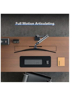 ETHU ETHU Single Monitor Arm for 17-49" Screens heavy duty UP to 16KGs/35lbs Single Monitor Stand Fully Adjustable C-Clamp & Grommet 2-Way Assembling VESA Mount 75mm 100mm Silver-Black  - Image 3