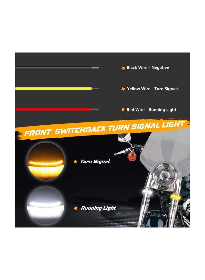 Loquat Flexible 12V LED Motorcycle Turn Signal Strips - 2Pcs Universal Blinkers for Harley, Cafe Racer, Dual Sport u0026 Dirt Bikes, Enhance Visibility u0026 Safety - Image 2