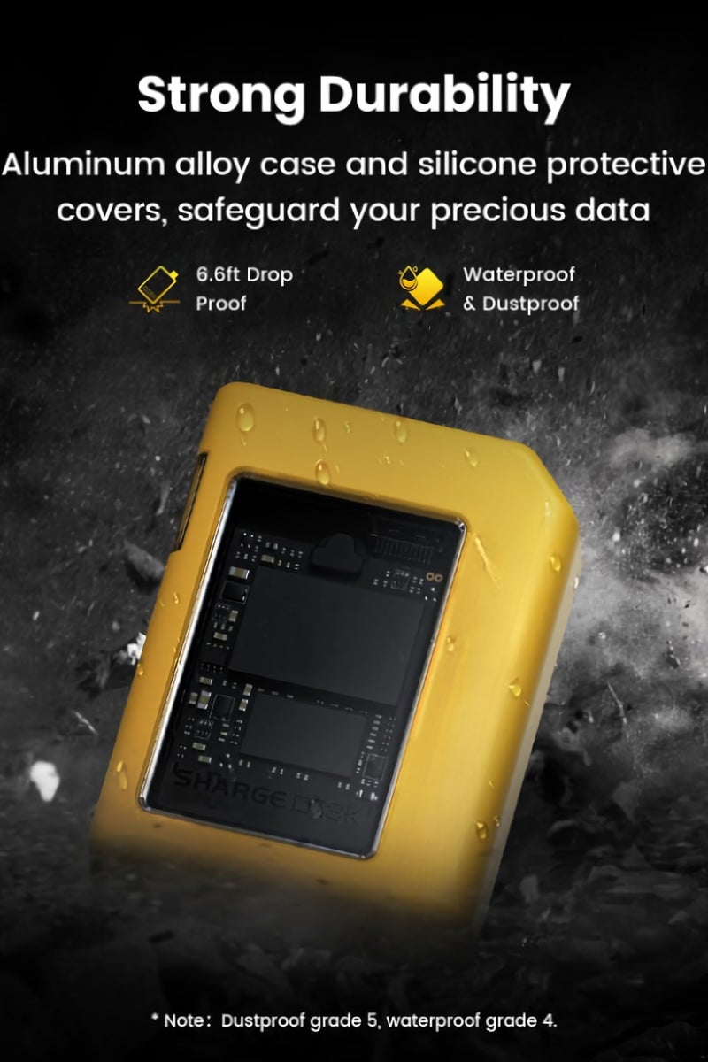 شارج غلاف خارجي للقرص الصلب، حافظة SSD خارجية مقاومة للماء والغبار، صندوق محرك أقراص الحالة الصلبة صغير ومريح مع نظام تبريد نشط، (قطعة واحدة، أصفر) - Image 3
