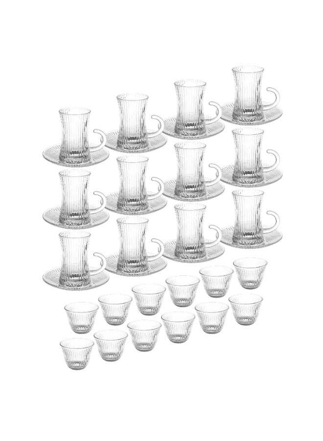 دانيا طقم شاي و قهوة سعودية من الزجاج النقي مكون من 12 فنجان شاي + 12 صحن شاي + 12 قهوة سعودية - Image 3