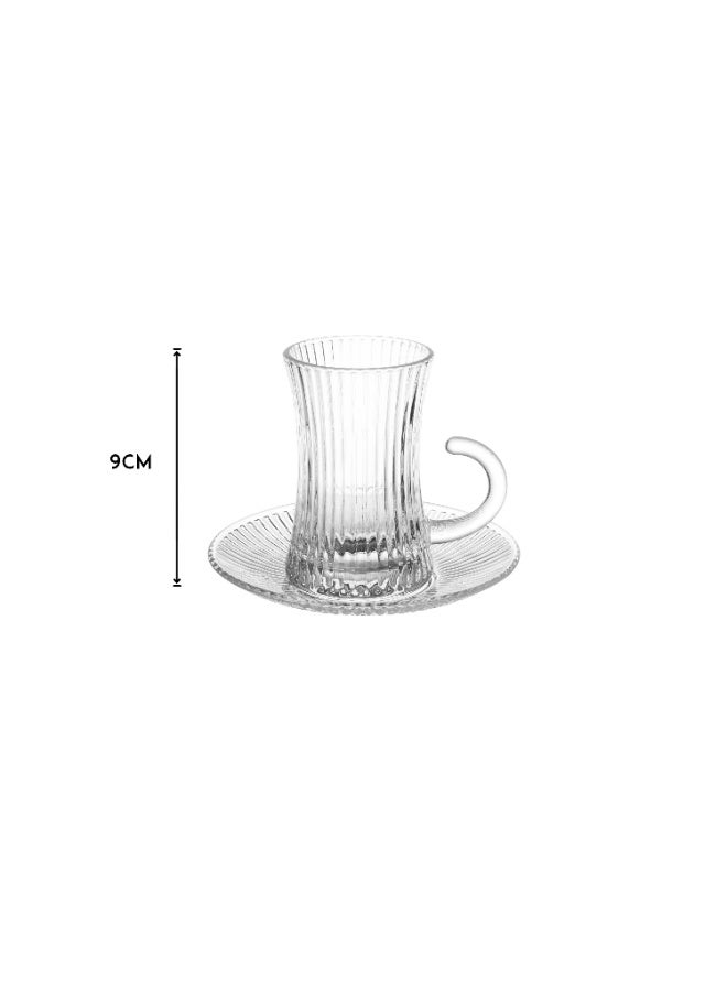 دانيا طقم شاي و قهوة سعودية من الزجاج النقي مكون من 12 فنجان شاي + 12 صحن شاي + 12 قهوة سعودية - Image 5