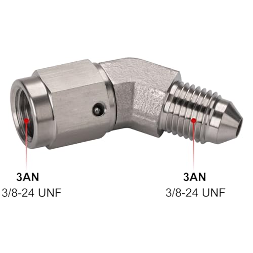 Podavelle 3AN Male to 3AN Female 45 Degree Swivel Stainless Steel Brake Fitting Adapter Coupler - Image 3