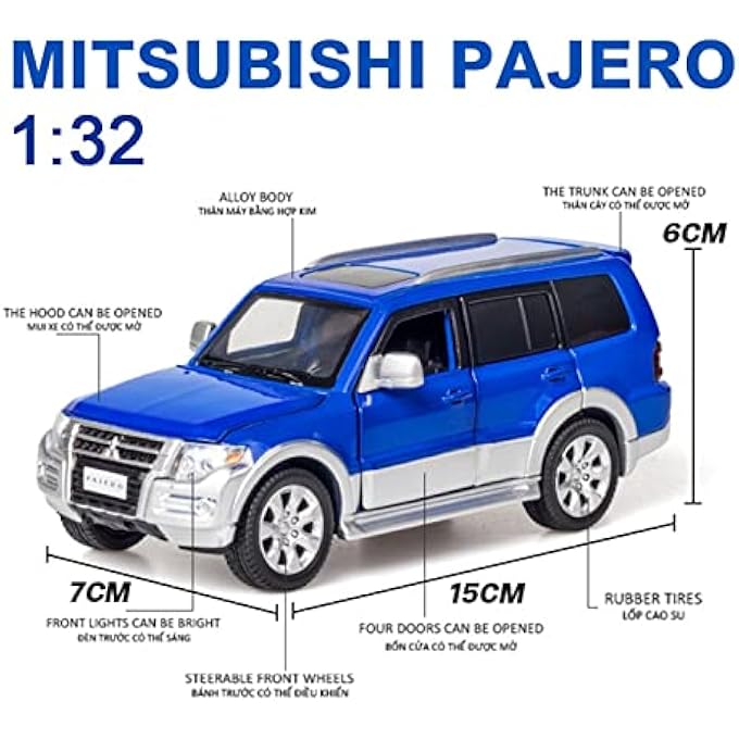 1/32 FOR MITSUBISHI PAJERO V97 ALLOY CAR MODELS TOY SIMULATION OFF ROAD VEHICLE MODEL FRONT WHEELS ARE STEERABLE KIDS CHILDREN GIFTS (COLOR : WHITE NO BOX) - Image 3