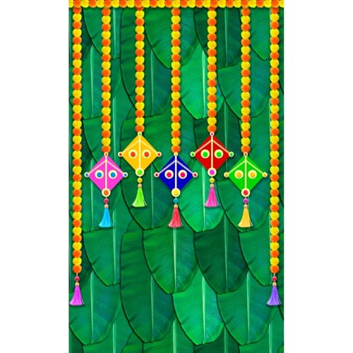 Sri Yagnaa (Pongal - 6) - Pongal Backdrop Cloth for Decoration - Sankranthi Theme Backdrop - Backdrop for Pongal Festival - Festival Decorative Backdrops - 5x8 ft - Image 1