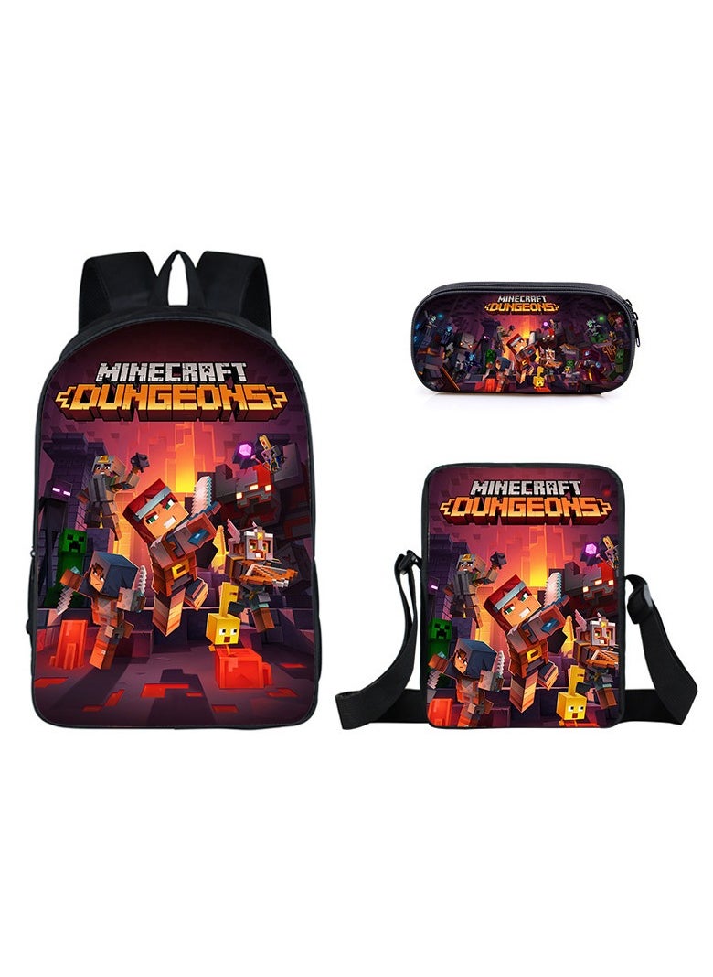 MINECRAFT My World Cartoon Student Backpack Three-piece Set 29*42*16cm 