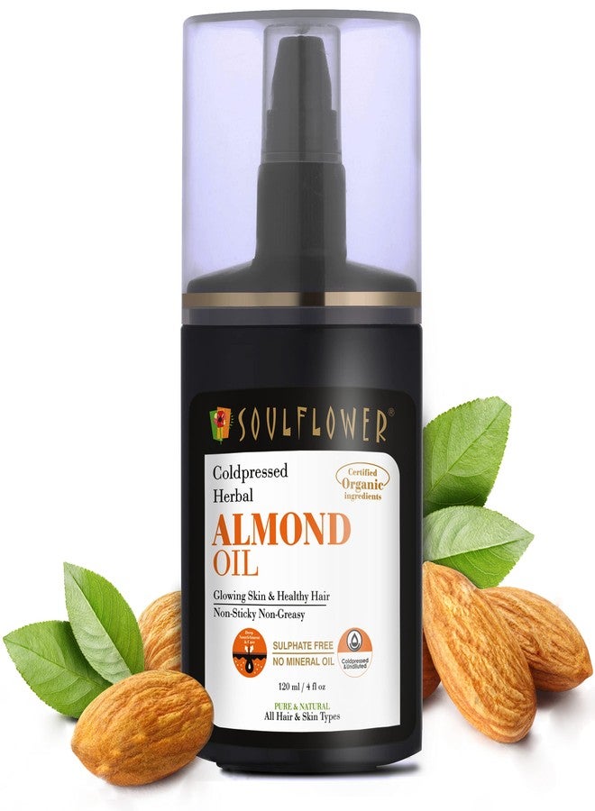 Soulflower Herbal Almond Oil (Badam Tail) Rich in Vitamin E for Healthy Hair, Skin, Face,Under Eye & Baby Massage - Pure, Natural & Coldpressed - Image 1