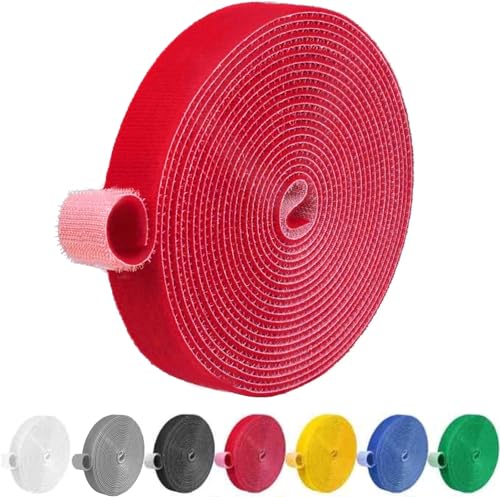 IFNOW Hook and Loop Tape 32FT Reusable Fastening Tape Cable Ties Double-Sided Hook-and-Loop Cable Management Tie (Red, 0.8IN) - Image 1