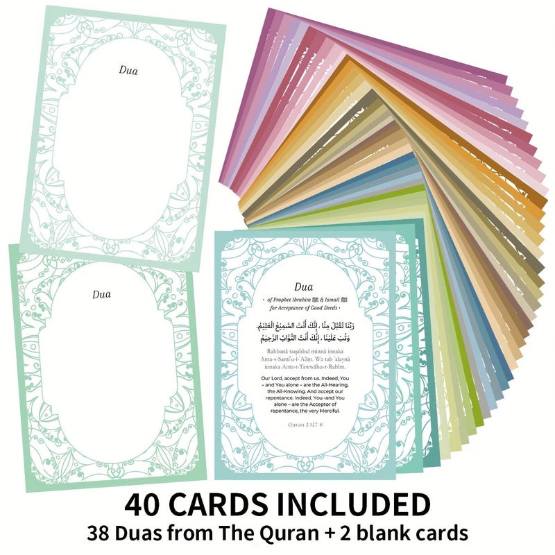 40pcs Elegant Ramadan Prayer Cards With Quranic Phrases Matte Finish English Translation For Daily Reflection And Inspiration Spiritual Gift Set With 38 Duas And 2 Blank Cards Perfect For Eid - Image 1