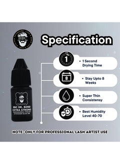 BBC Dr Bond Extra Strong Eyelash Extension Glue 5Ml - Quick Dry 1 Second, Waterproof & Oilproof Adhesive - Lash Stay For 6 To 8 Weeks - Recommended For Advanced Lash Artists - Eyelash Extension Glue  - Image 2
