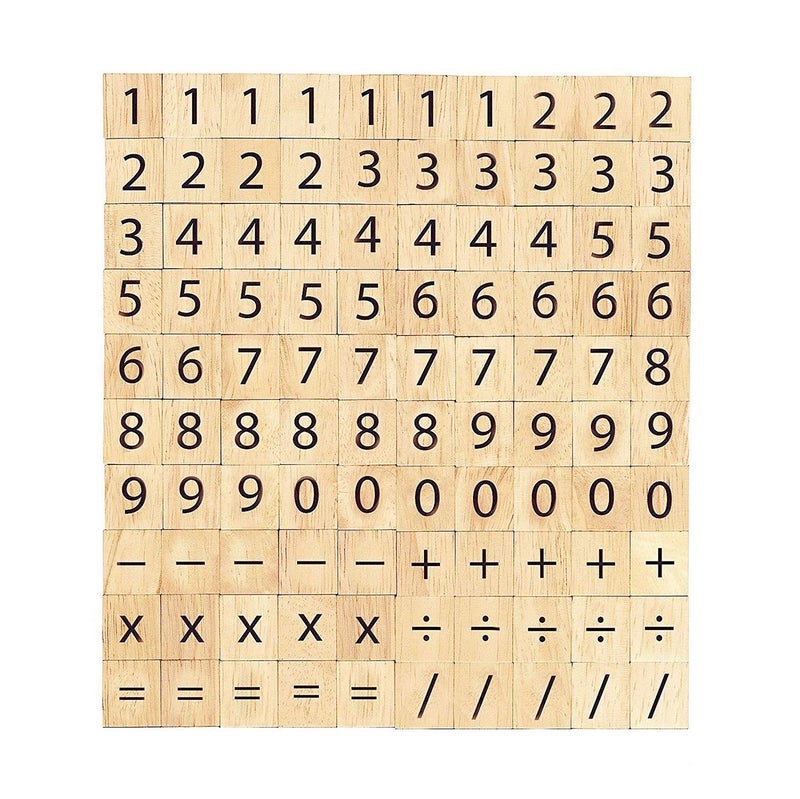 Abbaoww 100 Pcs Wooden Number Symbol Tiles for Crafts Pendants Spelling Scrapbooking Decoration - Image 2
