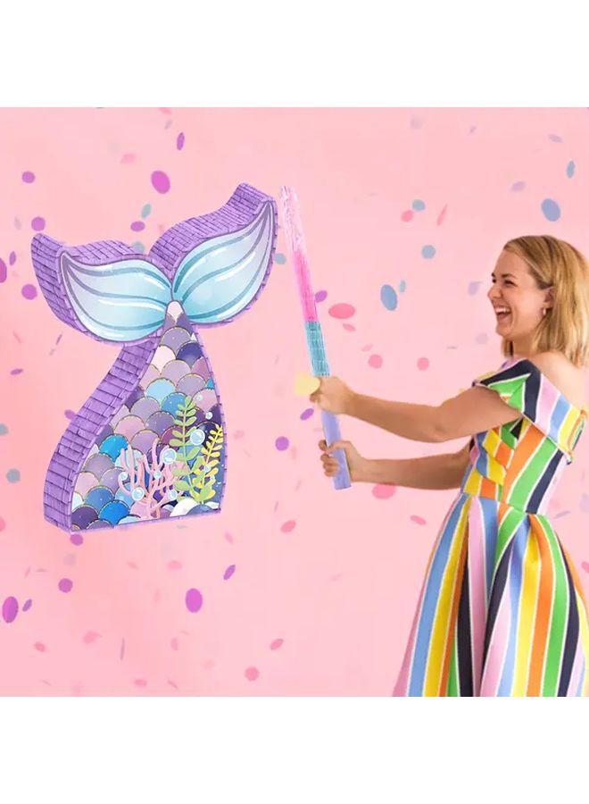 Fishtail Mermaid Pinata Bundle With Blindfold And Stick Ocean Party Decorations - Image 5