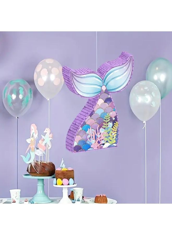 Fishtail Mermaid Pinata Bundle With Blindfold And Stick Ocean Party Decorations - Image 4
