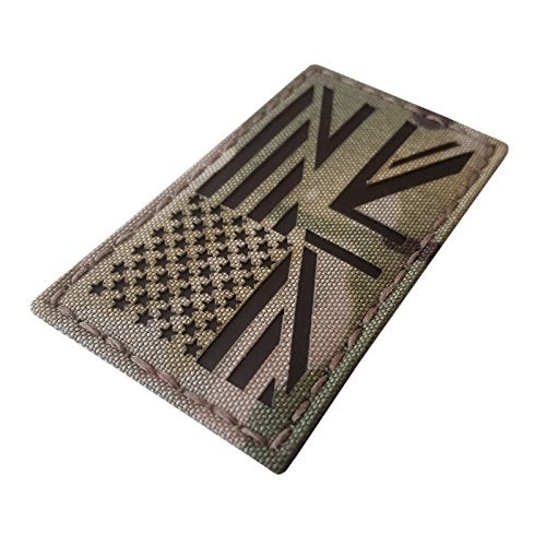Tactical Freaky USA UK Union Jack Friendship Flag 3.5x2 Infrared Tan IFF Tactical Morale Fastener Patch (Multicam) - Image 5