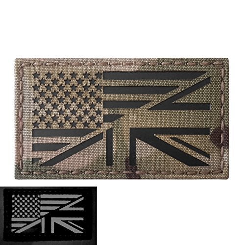 Tactical Freaky USA UK Union Jack Friendship Flag 3.5x2 Infrared Tan IFF Tactical Morale Fastener Patch (Multicam) - Image 3