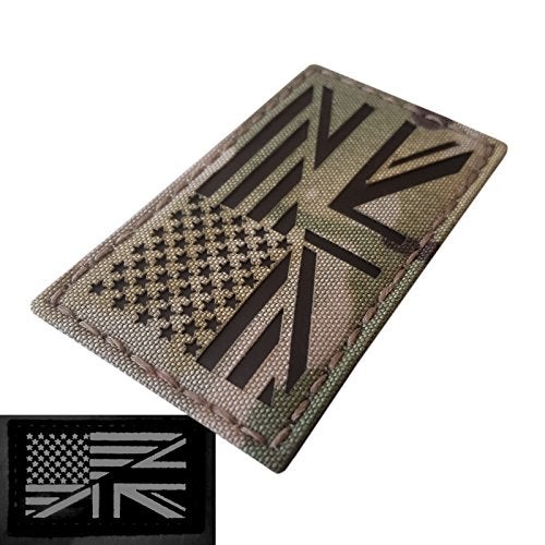 Tactical Freaky USA UK Union Jack Friendship Flag 3.5x2 Infrared Tan IFF Tactical Morale Fastener Patch (Multicam) - Image 4