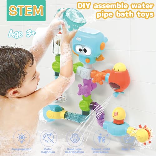 AMCHSURI Bath Toys for Kids Ages 48 STEM 27 Pack DIY Water Pipe Assembly Kit with Suction Cups MoldFree Educational Bath Toys KidToddler Bath Toy with Interactive Features for Cognitive Development - Image 5