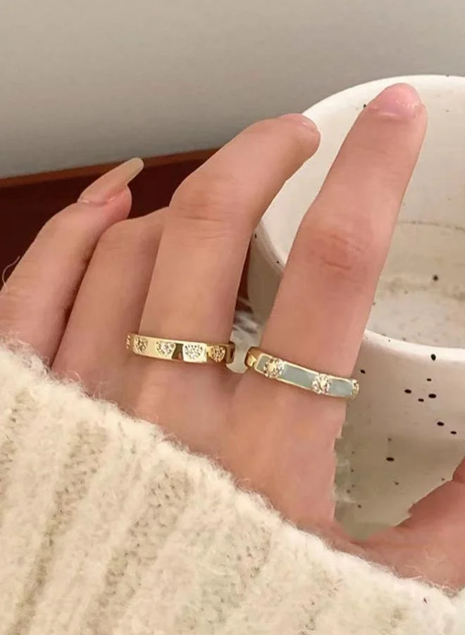 تايك تو طقم خواتم مفرغة ومرصعة، قطعتين