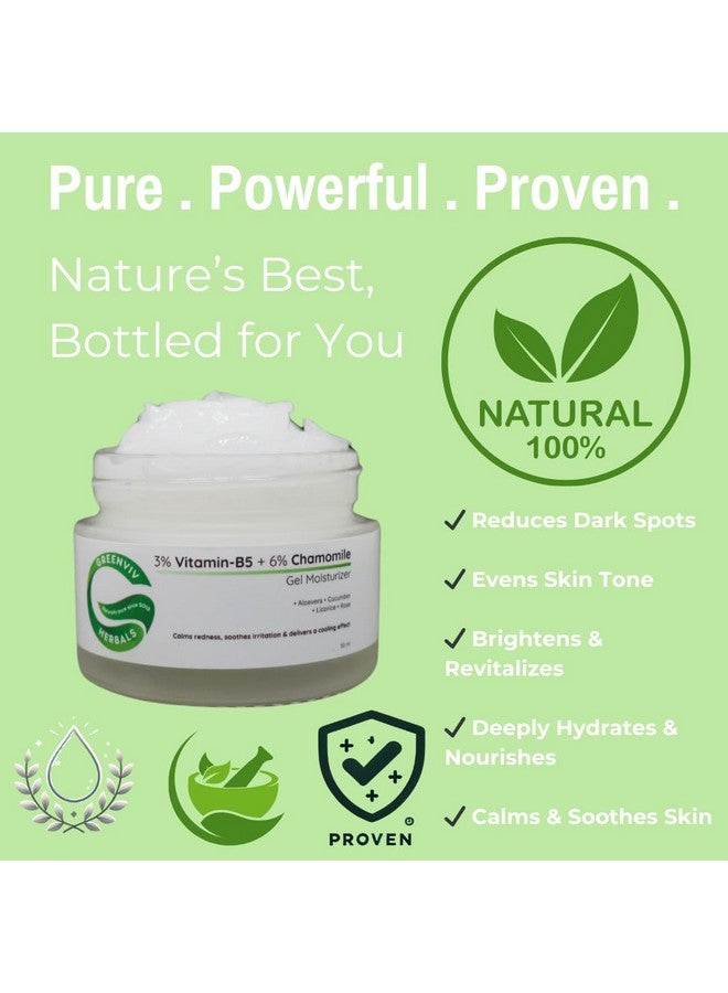 Greenviv 3% Vitamin B5 + 6% Chamomile Soothing & Hydrating Gel Moisturizer | Reduces Redness & Inflammation | 50ml - Image 2