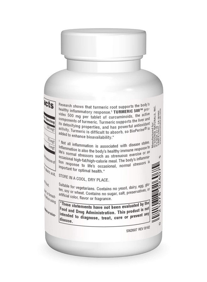 Source Naturals Turmeric, Supports the Body's Healthy Inflammation Response*, 500 mg - 120 Tablets - Image 2