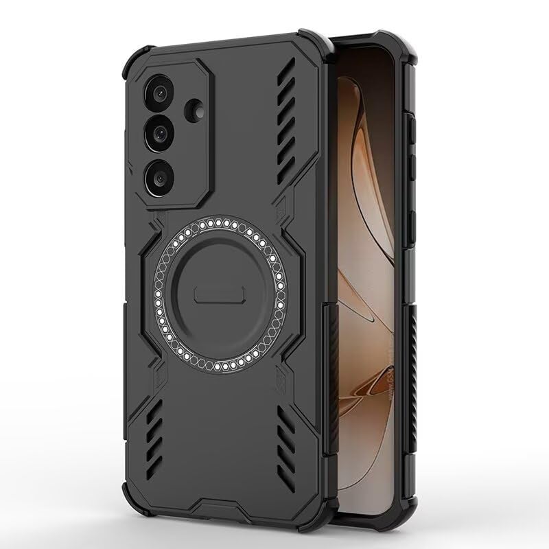 Lustree Back Cover Armor Case for Samsung Galaxy A17 5G / F17 5G - Shockproof TPU+PC Hard Cover with Magnetic Function for Samsung Galaxy A17 5G / F17 5G - Black - Image 1