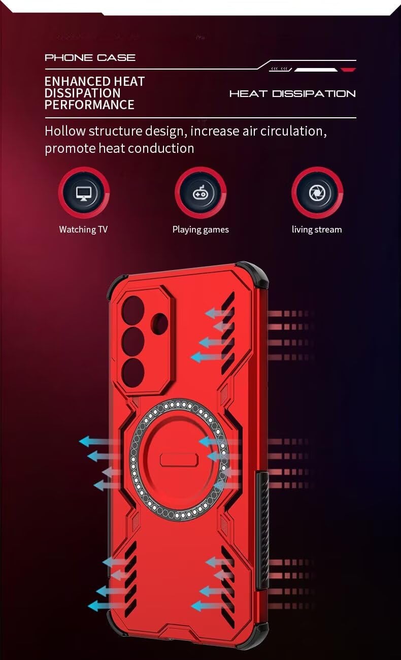 Lustree Back Cover Armor Case for Samsung Galaxy A17 5G / F17 5G - Shockproof TPU+PC Hard Cover with Magnetic Function for Samsung Galaxy A17 5G / F17 5G - Black - Image 4