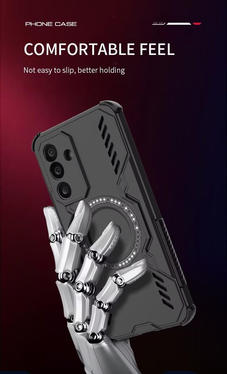 Lustree Back Cover Armor Case for Samsung Galaxy A17 5G / F17 5G - Shockproof TPU+PC Hard Cover with Magnetic Function for Samsung Galaxy A17 5G / F17 5G - Black - Image 5
