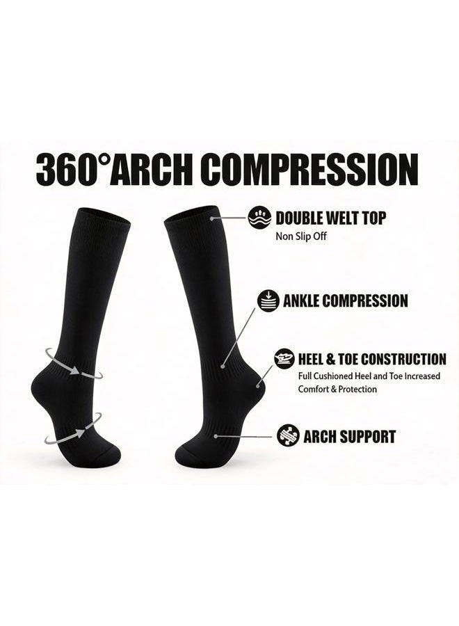 GRAPMKTG 3 Pack Soccer Softball Baseball Socks for Youth Football Knee High Socks for Kids Tube Socks for Boys Girls Black X-Small - Image 4