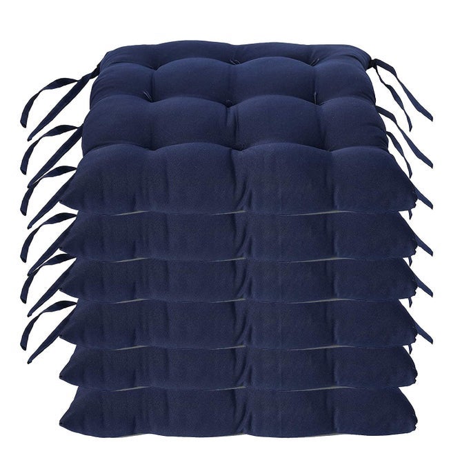 Microfiber Chair Cushion Seat Pad with Ties Use for Home Chair Bookstore Library Cafe Car Office 40X40cm Blue Pack of 6