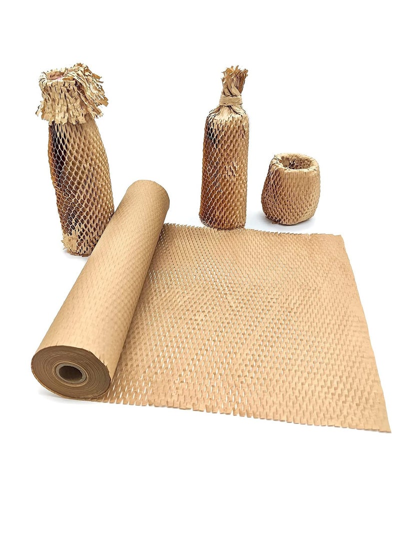 Excefore Honeycomb Packaging Paper Wrap Roll 15" x 131", Cushion Wrap Roll Eco Friendly Moving Packaging,Protective Kraft Shipping Wrapping Suppliers Boxes Filler Brown for Shipping/ Moving Fragile  - Image 1