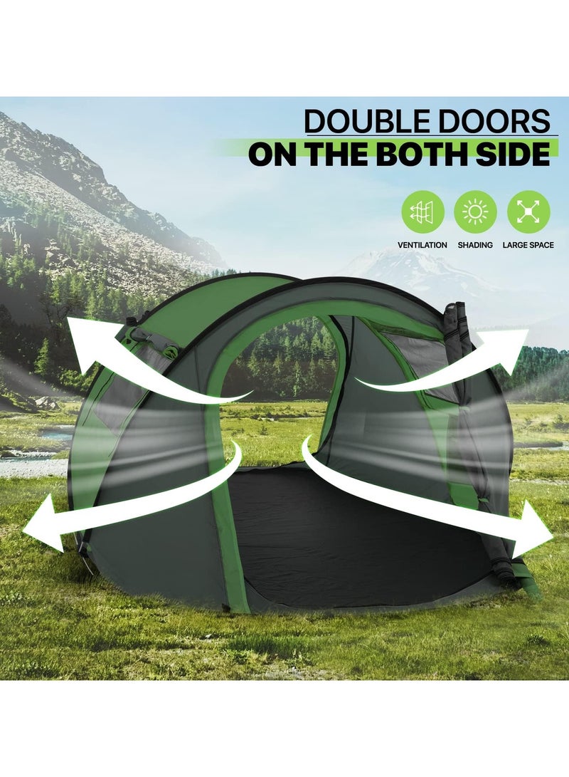 PrimeOz Outdoor Camping Tent Automatic Pop Up Tent Instant Pop Up Tent – 3-4 person tent/Olive green with the door pole hall - Image 3