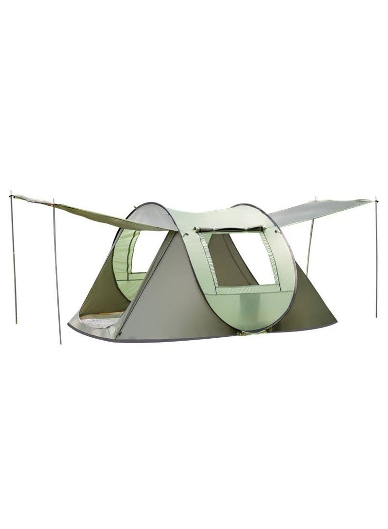 PrimeOz Outdoor Camping Tent Automatic Pop Up Tent Instant Pop Up Tent – 3-4 person tent/Olive green with the door pole hall - Image 1