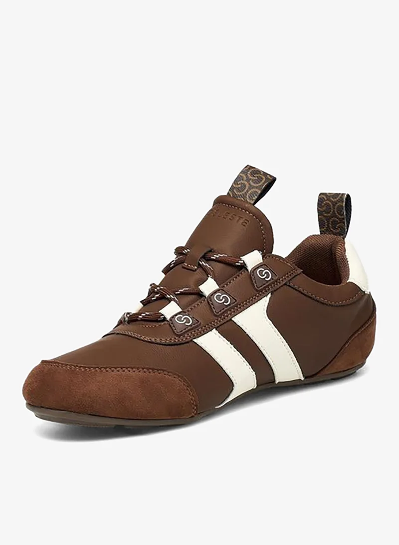 Celeste BROWN Women Panelled Lace-Up Ankle Sneakers for Women | Best Price UAE
